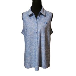Under Armour Women's Large Blue Sleeveless Golf Shirt